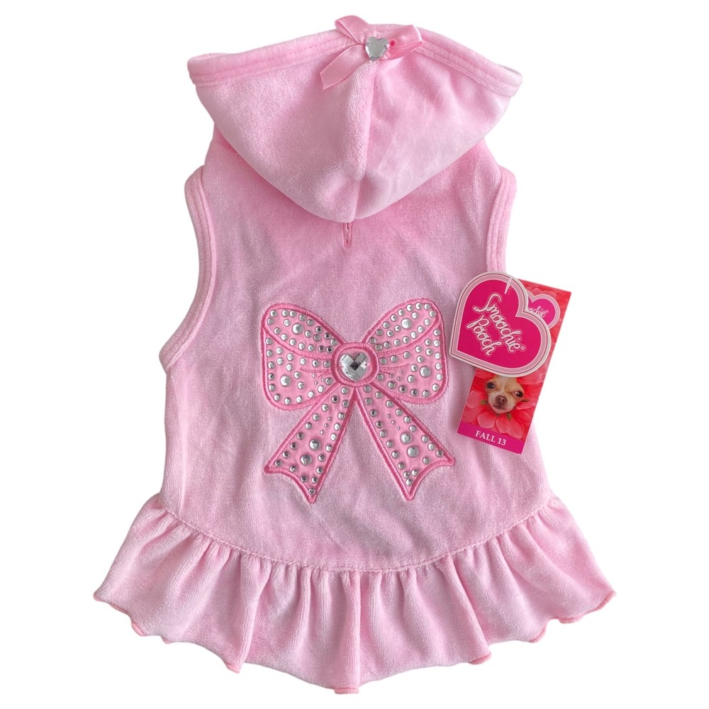 NEW Smoochie Pooch Velour Hoodie Dog Dress Pink Size S